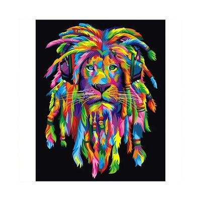 China Modern 5D DIY Diamond Painting Drill Round Gem Art Cross Stitch Diamond Paint by Numbers Mosaic Kit Colorful Lion for sale