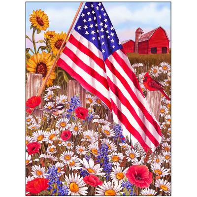 China Modern 5D DIY Diamond Painting Drill Round Gem Art Cross Stitch America Flag Diamond Paint by Numbers Farm Mosaic Kit for sale