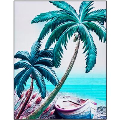 China Modern 5D DIY Diamond Painting Full Drill Round Gem Art Coconut Tree Cross Stitch Diamond Paint by Numbers Mosaic Kit Sea for sale