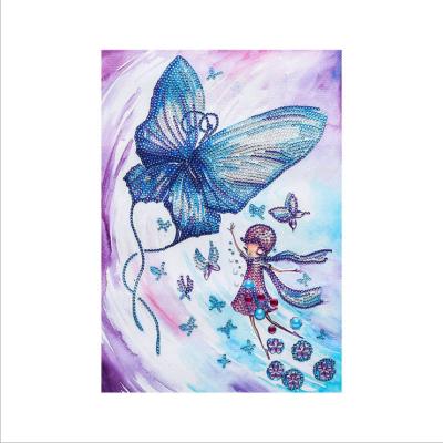 China Rhinestone Art Home Decor Diamond Embroidery Cartoon Girl Butterfly 5d Diamond Painting Abstract Picture for sale