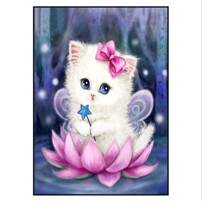 China Modern TINY FUN Crystal Acrylic Animal Round Embroidery DIY 5D Diamond Pussy Painting Full Drill for sale