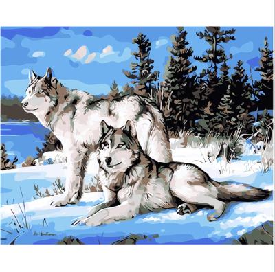 China Modern Adults Use DIY Painting Digital Oil Painting Snow Wolf To Kill Time Painting Tool for sale