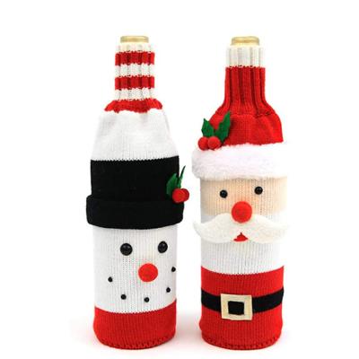 China Cute Plush Christmas Sweater Wine Bottle Bag, Handmade Christmas Decorations Wine Bottle Sweater Bag Party Table Accessories 2 for sale