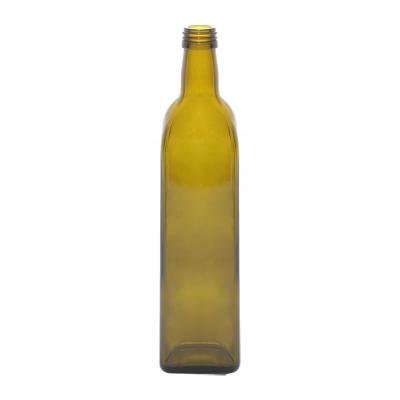 China High Quality Food Square Olive Oil Bottle 500ml 400g Antique Green Glass Bottle for sale