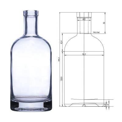 China Thick Low Fast Delivery Vodka Whiskey Glass Bottle Tequila 750Ml Explosive Proof Clear Liquor Bottle for sale