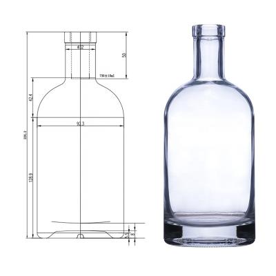 China 750ml Thick Base Custom Lead Free Liquor Bottle Whiskey Vodka Spirit Rum Glass Bottle for sale