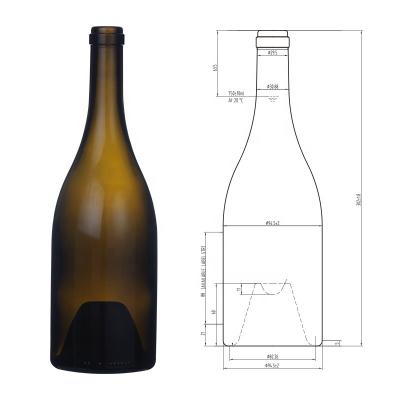 China Lift Cork Finish 750ml 990g Burgundy Red Wine Glass Bottle From Factory Supplier for sale