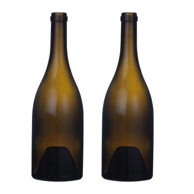 China Lift Up Wine Bottle 990g 750ml Wholesale Antique Green Burgundy Lead Free Glass Bottle for sale