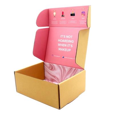 China Disposable Luxury Custom Corrugated Pink Color Logo Jewelry Packaging Mailing Box for sale