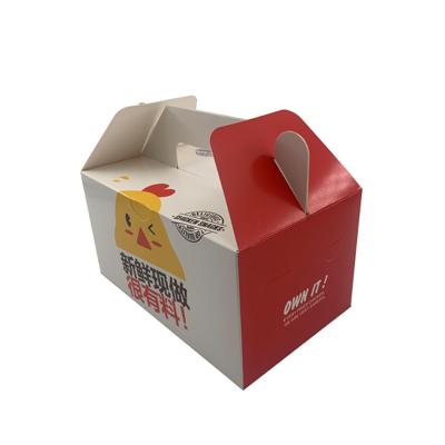 China Eco Disposable Take Away Retail Cardboard Logo Custom Fried Chicken Box Food Pie Cake Pastry Packaging Box Kraft Paper Wax Coated Paper CN; SHG for sale