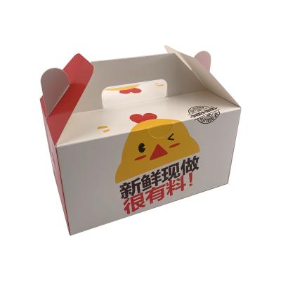 China Recyclable Disposable Custom With Handle Art Paper Printing Bakery Snack Chicken Pastry Box Packaging for sale