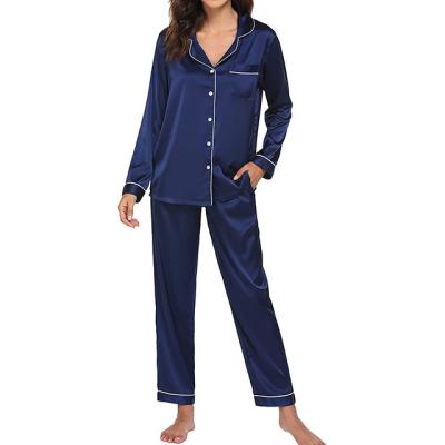 China QUICK DRY Classic Sleepwear Loungewear Silky Satin Pajamas Set For Women for sale