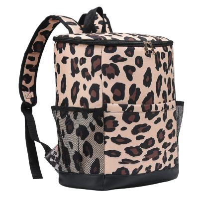 China Waterproof Leak Proof Waterproof Outdoor Insulation Backpack Leopard Picnic Fruits And Vegetables Cooler Bags for sale