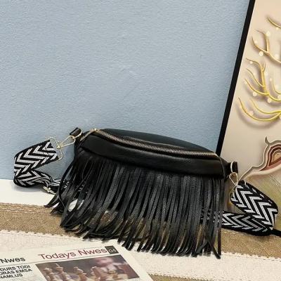 China 2023 Fashion Hobo Waist Shoulder Bag Fashion PU Tassel Leather Fringed Cross - Body Bags For Women for sale