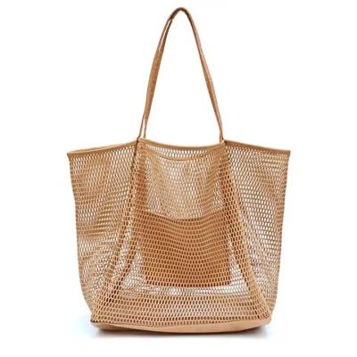 China Wholesale Hot Selling Bohemian Summer Beach Outdoor Bag Nylon Foldable Mesh Tote Bag With Pocket Extra Large Boho Handbags For Women for sale