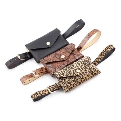 China Water Proof Snake Leopard Pattern Removable Women Mini Waist Belt Purse 2 in 1 Leather Fanny Pack Bag Set for sale