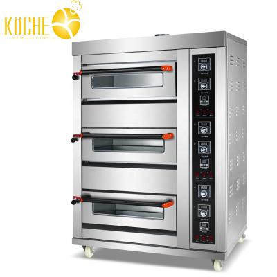 China Energy Saving Gas Baking Machine Bread Cookie Pizza Oven Gas Bread Oven Three Layer Platform Six Trays Pans for sale