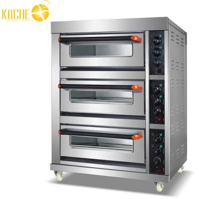 China Energy Saving Three 3 Deck Layers 3 Three Trays Pans Making Electric Convection Bakery Pizza Bread Cake Oven Deck Oven for sale