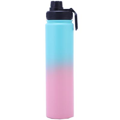 China Factory Stocked Directly Sell 24oz Fashion Gradient Color Stainless Steel Double Walled Smart Vacuum Insulated Water Bottle for sale