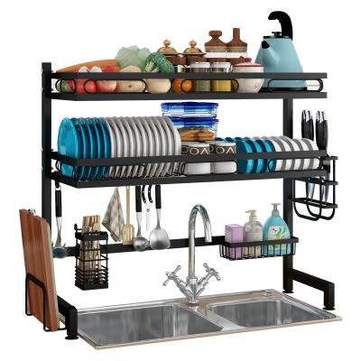 China Contemporary Multifunctional Drying Rack Over Sink Dish Draining Rack Stainless Steel Shelf Storage Kitchen Rack Racks for sale