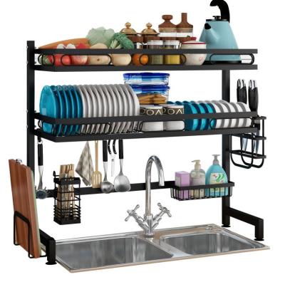 China Contemporary High Quality Stainless Steel Dish Rack Kitchen Sink Two Tier Dish Rack With Suction Cup for sale