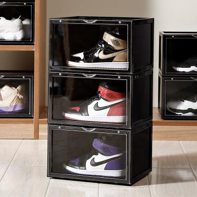 China Folding Acrylic Display Decoration Shoe Storage Box Transparent Black for sale