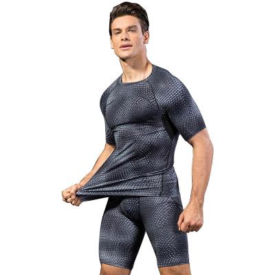 China Factory Price Wholesale Mens Shorts Breathable Shorts Sleeves Tight Breathable Quick Dry Man Sports Fitness Set for sale