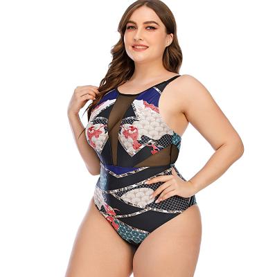 China Best Selling Plus Size Women's Swimwear Mesh Stitching Women's Bikini One Piece Swimsuits for sale