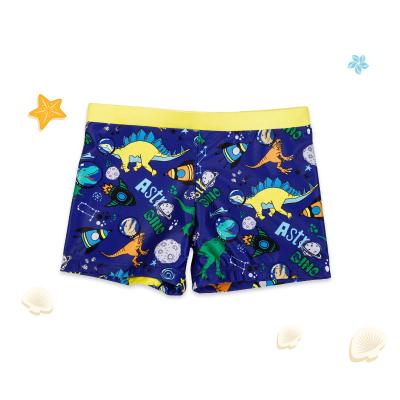 China New Breathable Low Price Stretch Fabric Cartoon Boy High Swimming Trunks for sale