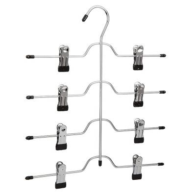 China Modern Multi Layers Magic Multi Space Saving Metal Hanger Steel Function Steel Pants Pants Hangers With Hooks Clips for sale