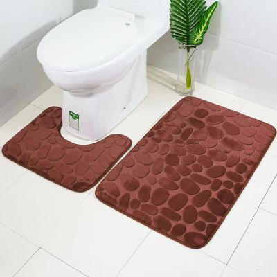 China Wholesale Modern Anti Slip Cover For Bathroom Floor Mat Absorbent Bath Mat Non Slip Toilet Set for sale