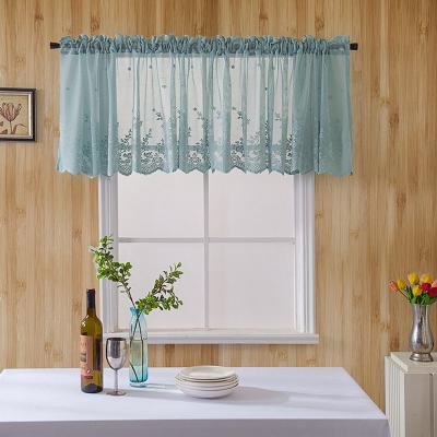 China Other Curtains Short Blue Lace Sheer Kitchen Curtains For Home Decoration Cafe Curtain for sale