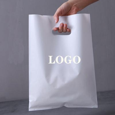 China Recyclable Logo Printed Personalized Merchandise Die Cut Plastic Shopping Bag With Handle for sale