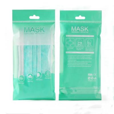 China Custom Barrier Logo Wholesale Clear Window Plastic Disposable Cosmetic Face Mask Packaging Bag for sale