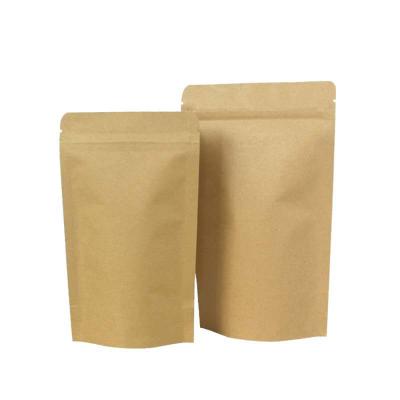 China Recyclable Food Grade Customized Logo Kraft Paper Aluminum Foil Laminated Zip Packaging Bag for sale