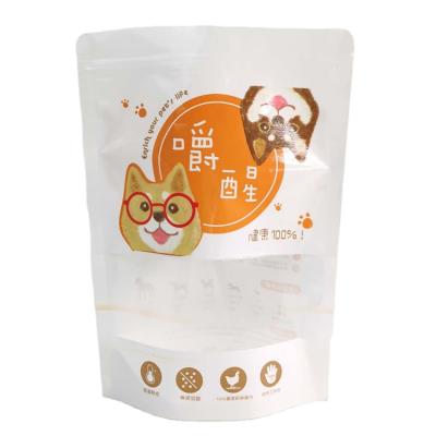 China Recyclable Custom Logo Printed White Stand Up Pouches Zipper Kraft Paper Packaging Bag With Window for sale