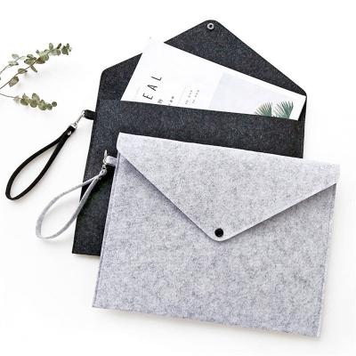 China Customized Felt Office Supply Laptop Sleeve Felt A4 Folder Document Organizer Bag With Button Flap for sale