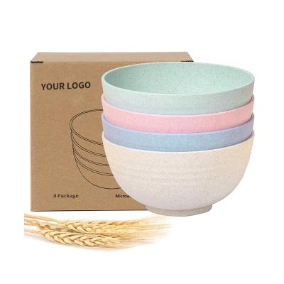 China 4 Pcs Sustainable Dinnerware Set BPA Free Reusable Biodegradable Eco-Friendly Wheat Straw Round Bowl Dinnerware Set for sale