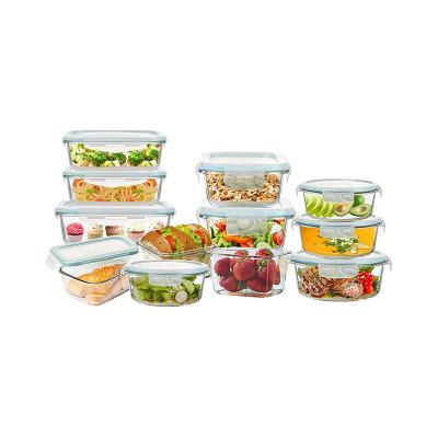 China Eco Friendly Set BPA Free High Borosilicate Rectangle Freshness Custom Storage Glass Food Container for sale