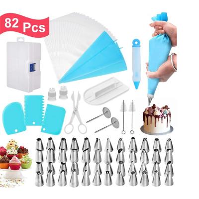 China Gifts 82pcs Multi Shape White Blue Kitchen Utensils Set Baking Tools Cake Decorating Supplies for sale