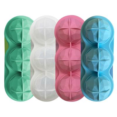 China Viable Apply to Kitchen and Restaurants 3 Hole Ice Ball Silicone PP Round Sphere Icecube Trays for sale