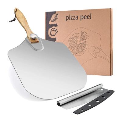 China Donations Household Newbie Tools Pizza Shovel Aluminum Alloy Pizza Cutter Shovel Set for sale