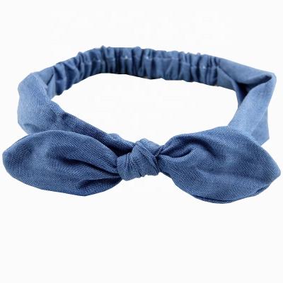 China Birthdays Elastic Bunny Ear Denim Headband Cloth Knot Head Bands Hair Accessories for sale