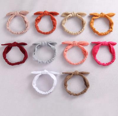 China Baby Soft Elastic Hair Bands Girl Headband Cotton Canvas Kids Headwear Ties Bunny Ear Hair Accessories for sale