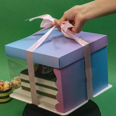 China Size Color Food Grade Disposable Custom Clear Transparent PET Cake Box Baking Packaging for sale