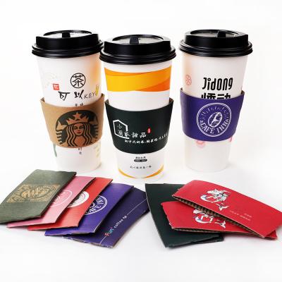 China Custom Personalized Biodegradable 12oz Disposable Coffee Paper Cup Heat Resistant Hot Sleeve for sale