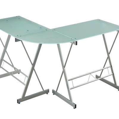 China Frosted Tempered Glass Table Foldable Design Computer Executive Office Desk Modern 8 Mm for sale