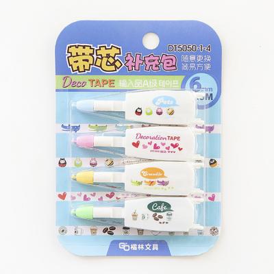 China Factory direct sale school office stationery cute decoration tape stickers kawaii designs 4pcs refill sets decorative correction tape for sale