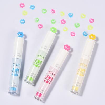 China Factory sales maker business mini color cartoon cute highlighter marker lip shaped stamp kawaii size for sale