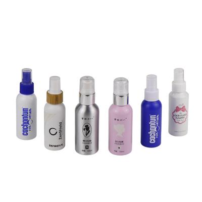 China Personal Care 15ml 30ml 50ml 100ml 150ml Paint Aluminum Cosmetic Bottle With Spray Pump for sale